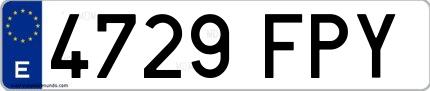 Ejemplo de matrícula española 4729 FPY