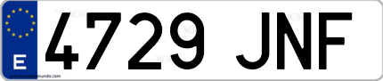 Ejemplo de matrícula de coche ordinaria 4729 JNF