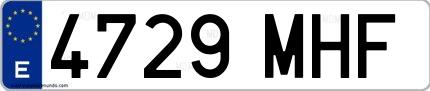 Ejemplo de matrícula española 4729 MHF