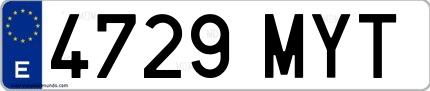 Ejemplo de matrícula española 4729 MYT