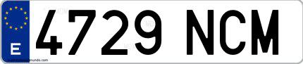 Ejemplo de matrícula española 4729 NCM