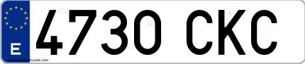 Ejemplo de matrícula española 4730 CKC