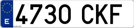 Ejemplo de matrícula española 4730 CKF