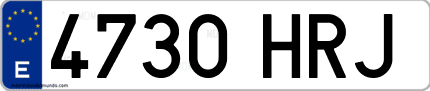 Ejemplo de matrícula de coche ordinaria 4730 HRJ