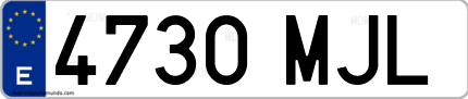Ejemplo de matrícula de coche ordinaria 4730 MJL