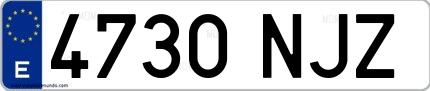 Ejemplo de matrícula española 4730 NJZ