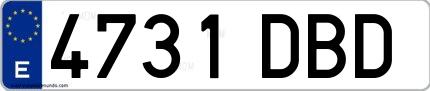 Ejemplo de matrícula española 4731 DBD
