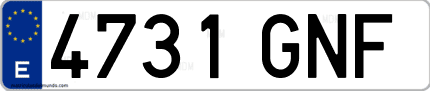 Ejemplo de matrícula de coche ordinaria 4731 GNF