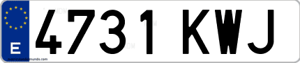 Ejemplo de matrícula de coche ordinaria 4731 KWJ