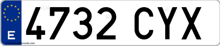 Ejemplo de matrícula de coche ordinaria 4732 CYX