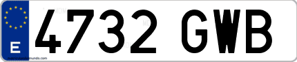 Ejemplo de matrícula de coche ordinaria 4732 GWB