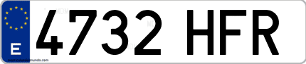 Ejemplo de matrícula de coche ordinaria 4732 HFR