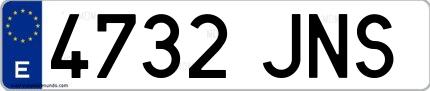 Ejemplo de matrícula española 4732 JNS