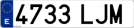 Ejemplo de matrícula de coche ordinaria 4733 LJM