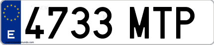 Ejemplo de matrícula de coche ordinaria 4733 MTP