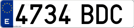 Ejemplo de matrícula de coche ordinaria 4734 BDC