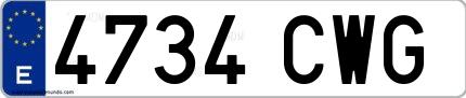 Ejemplo de matrícula de coche ordinaria 4734 CWG
