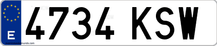 Ejemplo de matrícula de coche ordinaria 4734 KSW