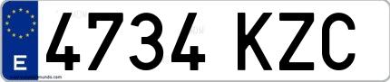 Ejemplo de matrícula española 4734 KZC