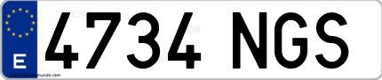 Ejemplo de matrícula de coche ordinaria 4734 NGS