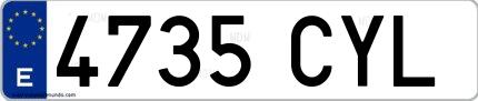 Ejemplo de matrícula española 4735 CYL