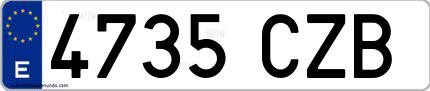 Ejemplo de matrícula española 4735 CZB