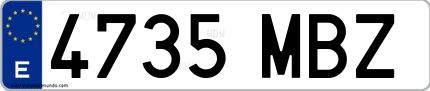 Ejemplo de matrícula española 4735 MBZ