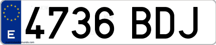 Ejemplo de matrícula de coche ordinaria 4736 BDJ