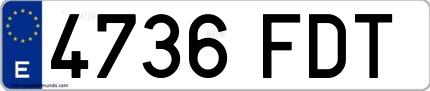 Ejemplo de matrícula española 4736 FDT