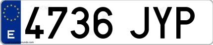 Ejemplo de matrícula española 4736 JYP