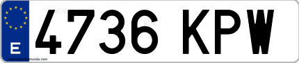 Ejemplo de matrícula de coche ordinaria 4736 KPW