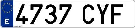 Ejemplo de matrícula española 4737 CYF