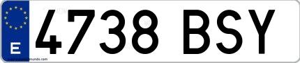 Ejemplo de matrícula española 4738 BSY