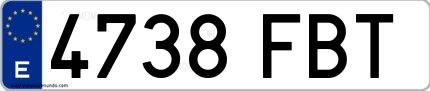 Ejemplo de matrícula española 4738 FBT