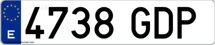 Ejemplo de matrícula española 4738 GDP