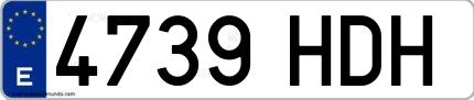Ejemplo de matrícula española 4739 HDH