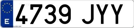 Ejemplo de matrícula de coche ordinaria 4739 JYY