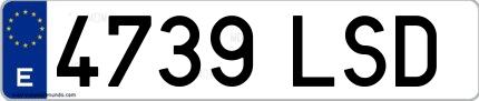 Ejemplo de matrícula española 4739 LSD