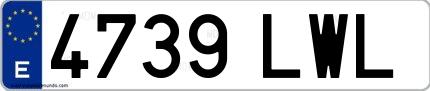Ejemplo de matrícula española 4739 LWL