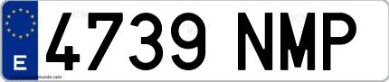 Ejemplo de matrícula española 4739 NMP