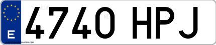 Ejemplo de matrícula de coche ordinaria 4740 HPJ