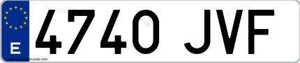 Ejemplo de matrícula española 4740 JVF