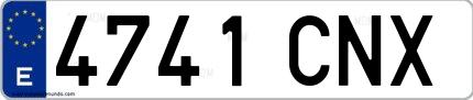 Ejemplo de matrícula española 4741 CNX