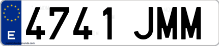 Ejemplo de matrícula de coche ordinaria 4741 JMM