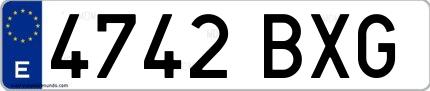 Ejemplo de matrícula española 4742 BXG