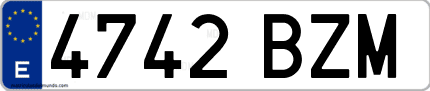 Ejemplo de matrícula de coche ordinaria 4742 BZM