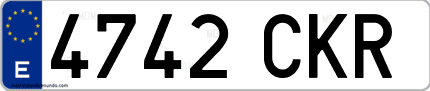 Ejemplo de matrícula de coche ordinaria 4742 CKR