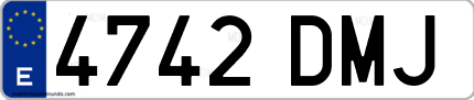 Ejemplo de matrícula de coche ordinaria 4742 DMJ