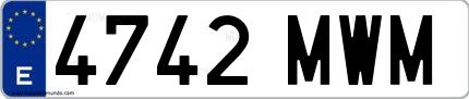 Ejemplo de matrícula española 4742 MWM