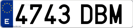 Ejemplo de matrícula de coche ordinaria 4743 DBM